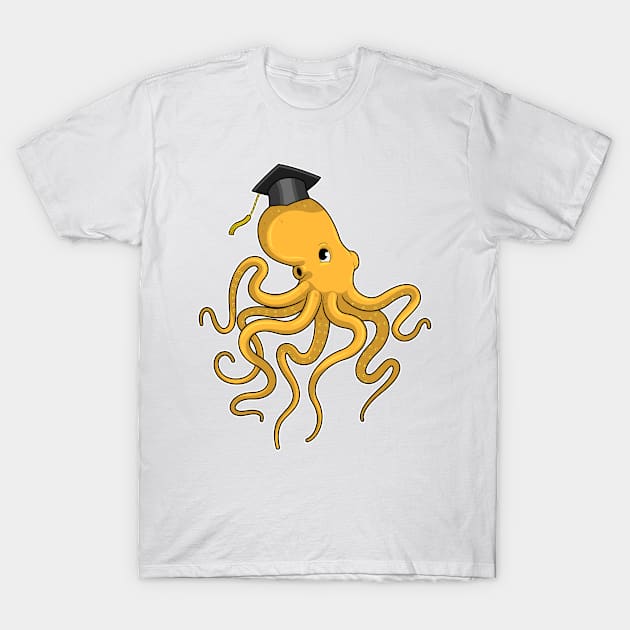 Octopus as Student with Diploma T-Shirt by Markus Schnabel